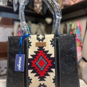 Sold out Wrangler Black and Red Geometric Tote Bag